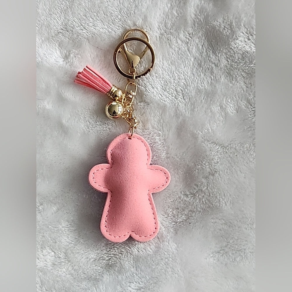 Pink Rhinestone Gingerbread Keychain Bag Charm - Picture 3 of 3